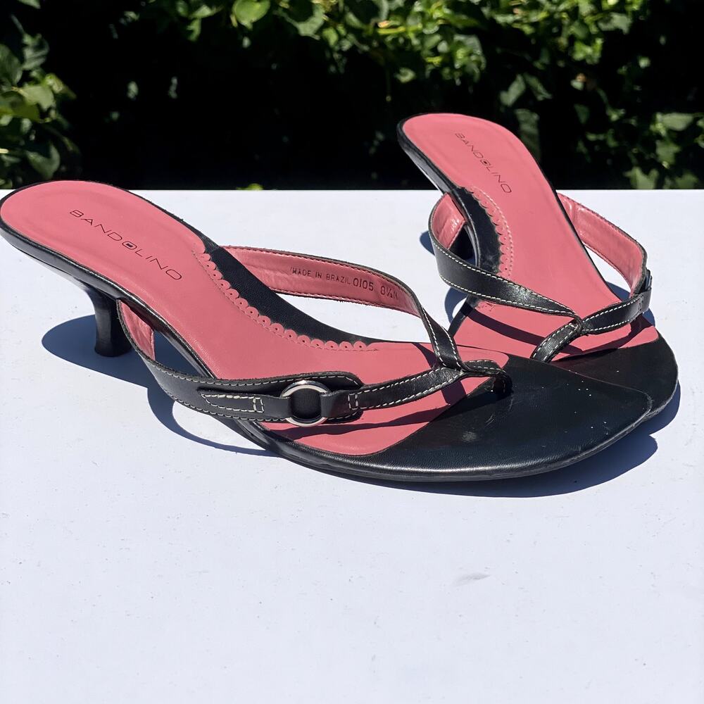 Y2K Bandolino Thong Flip Flop Kitten Heel Sandal Euro Summer Feminine Chic - 8.5